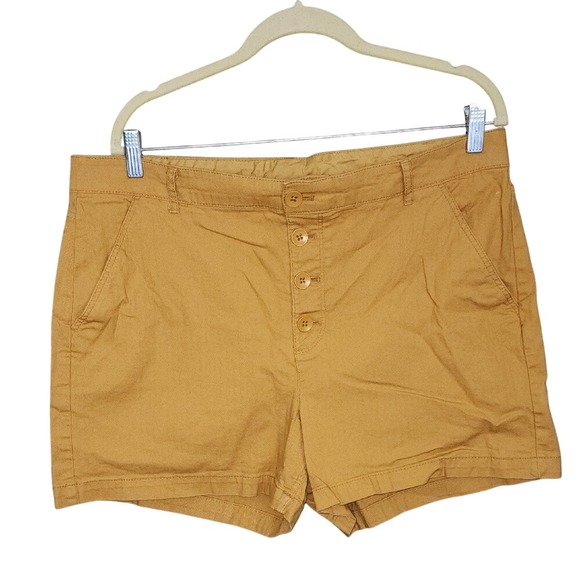 Old Navy Pants - Old Navy Button Fly Yellow Gold Shorts Size 16